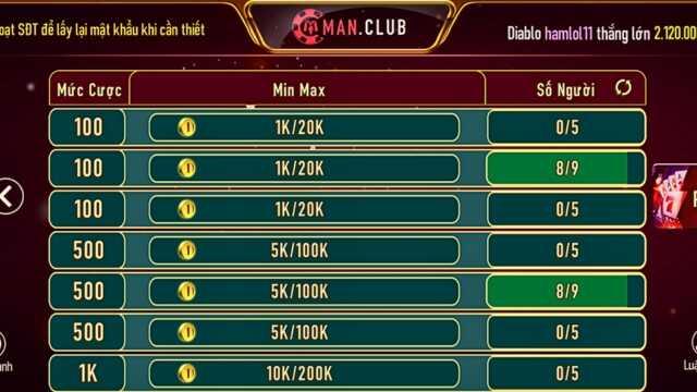 Giao diện chơi game bài được tối ưu hóa trên nhiều thiết bị